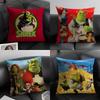 S-Schrek Cartoon Cushion Cover Natural Linen Organic Fabric Double-Sided Printing Sofa Home Decor Gift Pillow Case