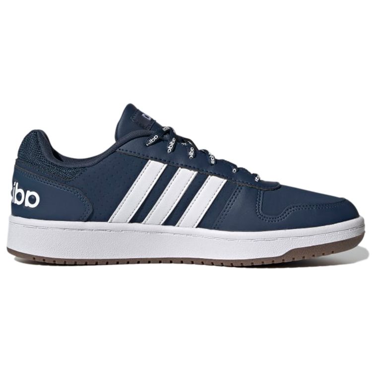 Adidas Neo Hoops 2.0 Round Toe Lace-Up Synthetic Leather Low-Top Retro Basketball Shoes Unisex Sneaker Blue White FY8631