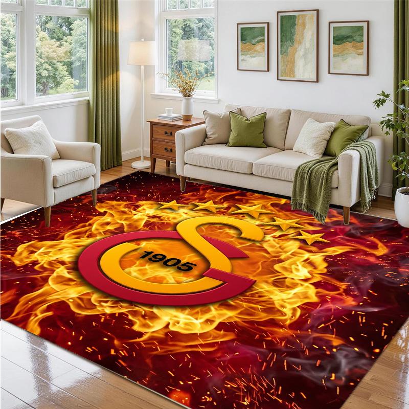 Galatasaray FC Design Crystal Velvet Rug Soft Decorative Mat for Bedroom Entrance