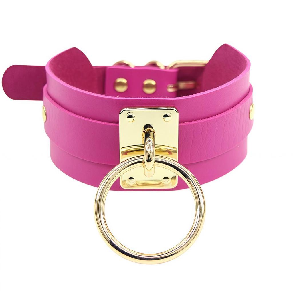 Harajuku Punk PU Leather O-Ring Choker Collar Necklace