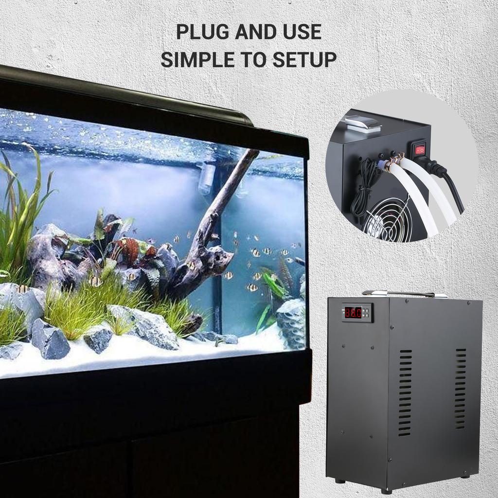 Refrigeratore per Acquario Raffreddatore per Acquario Display LCD Silenzioso Sistema di Raffreddamento per Pesci 40L per Pesci Acqua Piante Coralli Gamberetti Allevamento