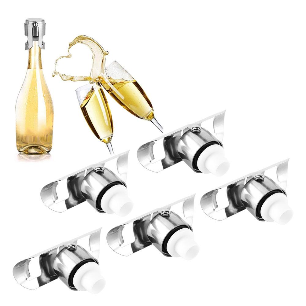 5PCS Stainless Steel Champagne Stopper Wine Drinks Bottle Plug Sealer for Home Bars Use