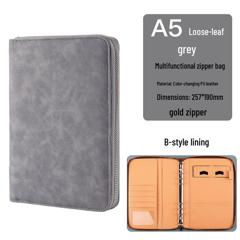 Custom Business Notebook with Zipper Bag - Multifunctional A6/B5 Notepad & Manager Folder