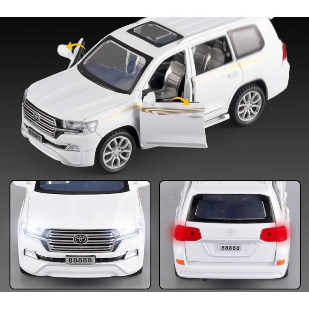 Miniaturen 1/32 Toyota Land Cruiser Legierung Off Road Diecast Modell Sound Licht Pull Back Spielzeug Schreibtisch Fahrzeugmodell Ornamente Geschenk