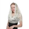 Embroidered Scarf for Church Shawl with Spanish Fringes Christian Veil Spanish Mantilla Lace Shawl Floral Women Handkerchief