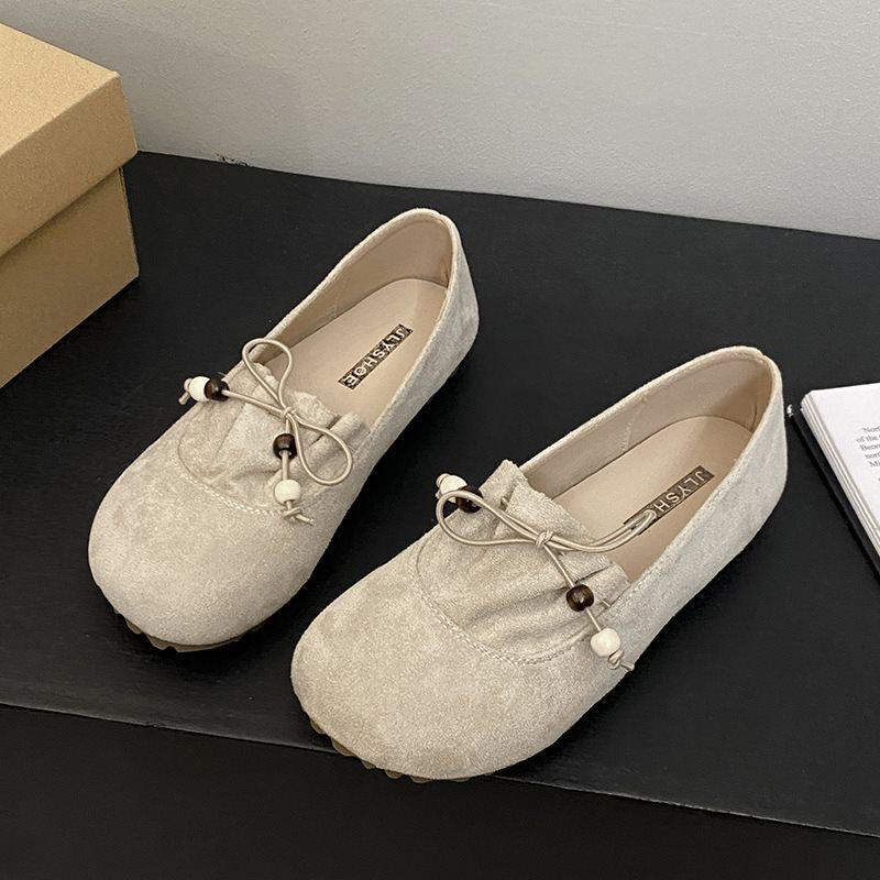 Versatile Retro Single Shoes Women'S Loafers Mori Birkenstock Flat Bottom New Bow Autumn One-Pedal Versatile