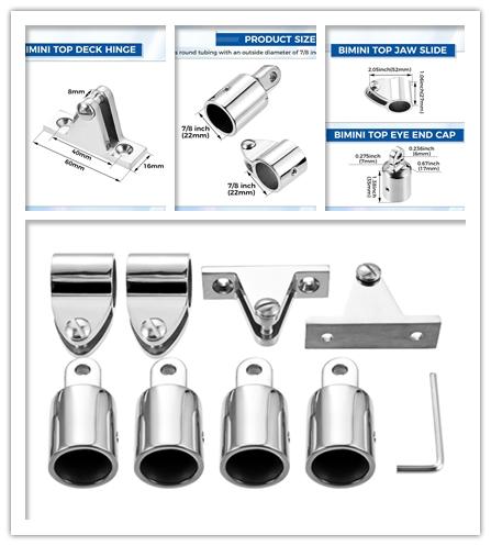 

9pcs 316 Stainless Steel Top Hardware 7/8 1 Boat Fittings Heavy Duty Canopy Parts Eye End Cap Jaw Slide Deck Hinge Pin Screws