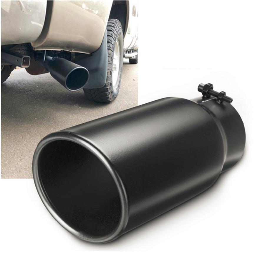 Universal Black Car Exhaust Tip Stainless Steel 4 Inlet 5 Outlet 12 Long