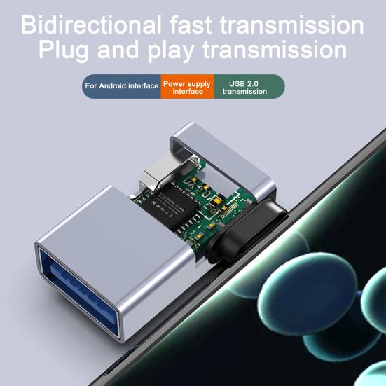 Micro USB to Angled Extension Adapter USB Adapter with 90-Degree with OTG Function