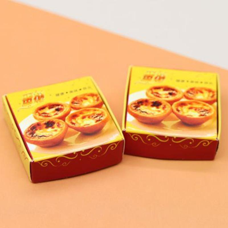 1:12 Miniature Dollhouse Egg Tart Mini Chocolate Cake Dessert Bento box Model for Doll House Decor Pretend Food Kitchen Toys