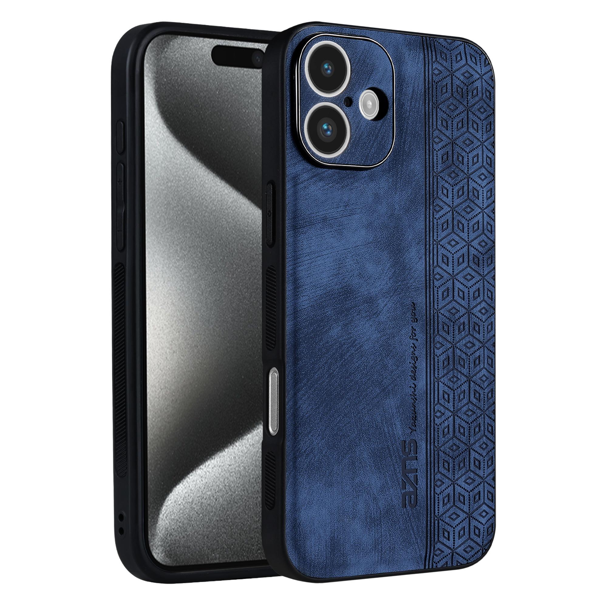 

AZNS For iPhone 16 Plus Case Protective PU Leather Covered TPU Phone Shell E
