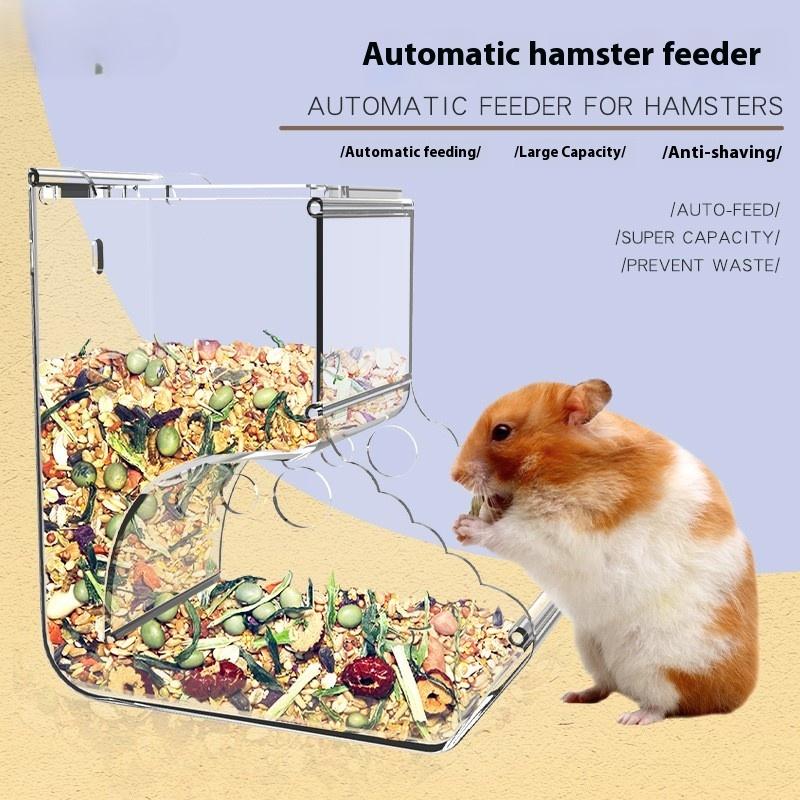Clear Plastic Automatic Food Dispenser Feeder Bowl for Pet Hamster Rabbit Squirrel Guinea Pig