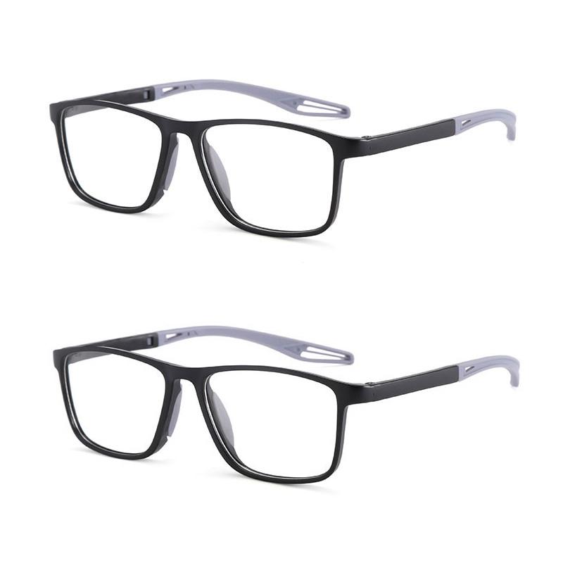 2PCS Fashion Classic Business Reading Glasses Men Square Frame Readers Eyewear Ultra Light Lens Presbyopia Glasses +1.0 To 4.0