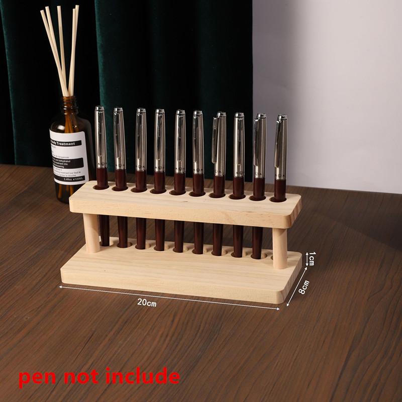 Walnut Wood Test Tube Rack Multifunction Desk Pencil Organizer Pen Holder Phone Stand Stationery Storage Office School Supplies