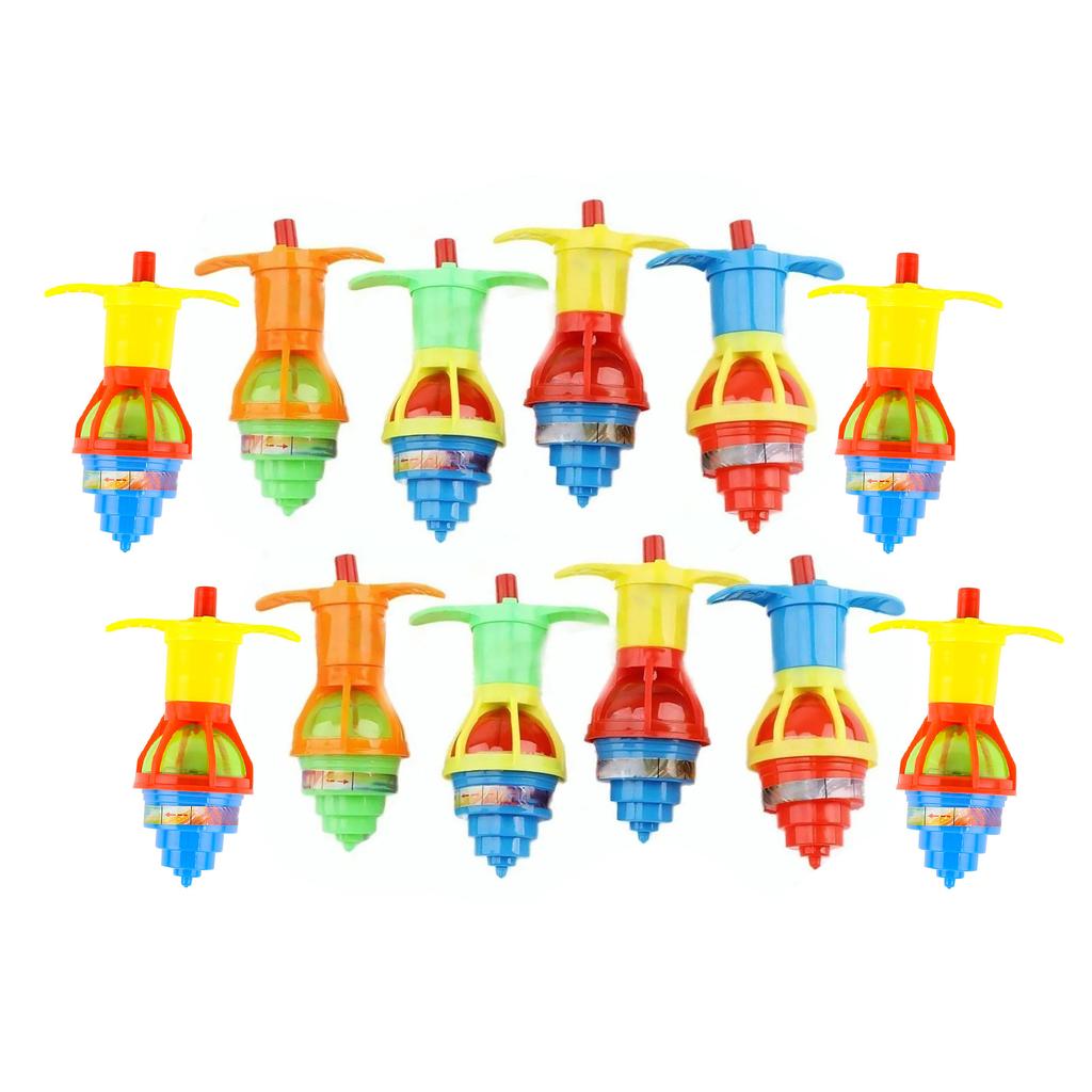 12pcs Kids Light Up Rotating Gyroscope Boys Girls Holiday Party Portable Cute Funny Flashing LED