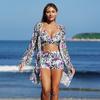New European and American Fashion and Sexy Multi-color Printed Women's Swimsuit Bikini BIKINI Three-piece Women's Swimsuit