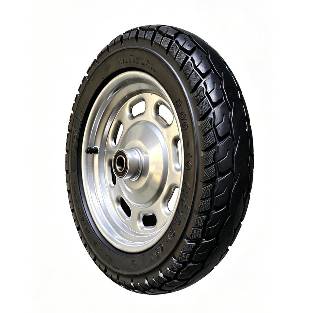 Refurbished 16-Inch Inflatable Hand Cart Wheel 3.00-10, High Load Capacity, Silent Rollers, Rubber Pneumatic.