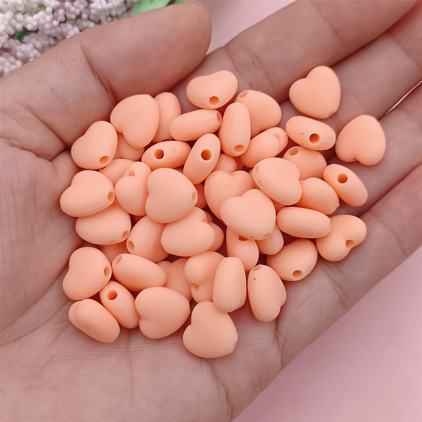 

50 шт. 11*10 мм однотонные резиновые бусины в форме сердца, сделай сам, ювелирные аксессуары, модные материалы для изготовления оранжевый