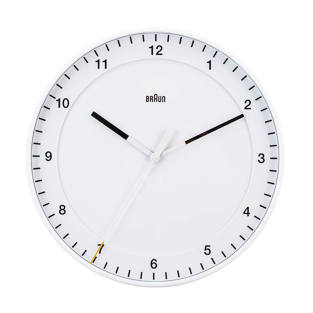 BRAUN BC17W White Classic Large Analogue Wall Clock, Analog Wall Clock, Brand Name, Interior Design [Parallel Import]
