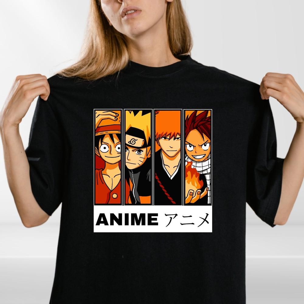 Anime Hero Squad T-Shirt – Japanese Manga Fan Art Tee – Otaku Streetwear T Shirt