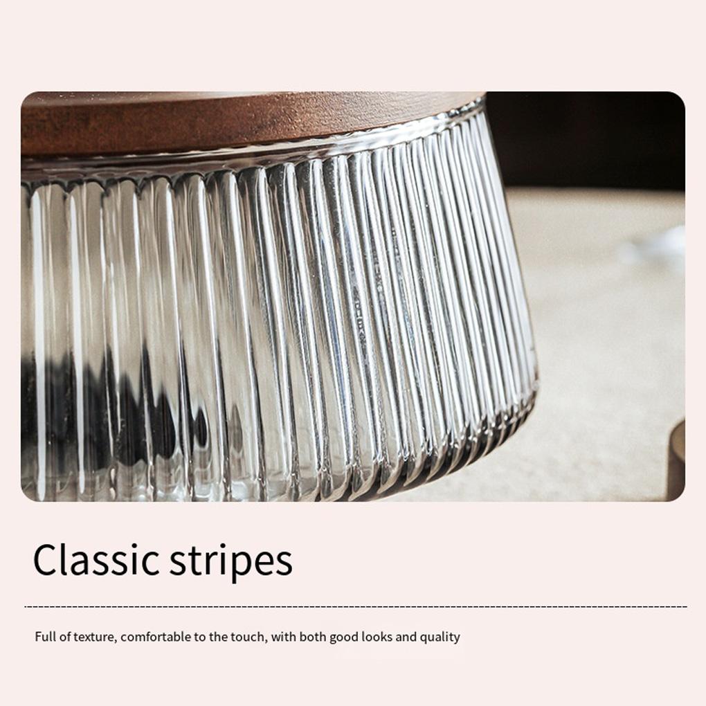 Creative Glass Fruit Bowl with Wood Base - Large Salad Bowl Lid Included Snacks Nuts Popcorn Storage Container Home Christmas