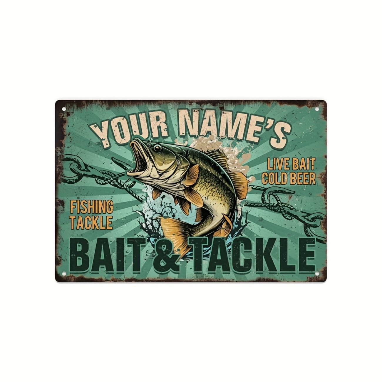 

1PC Retro Fishing Metal Sign Custom Name Vintage Wall Art Fisherman Gift чорний