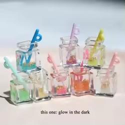 Hot Sale New Arrival 3D Colored Miniature Square Bottle Design Beverage Cup Plastic Charms Cabochons Resin Crafts