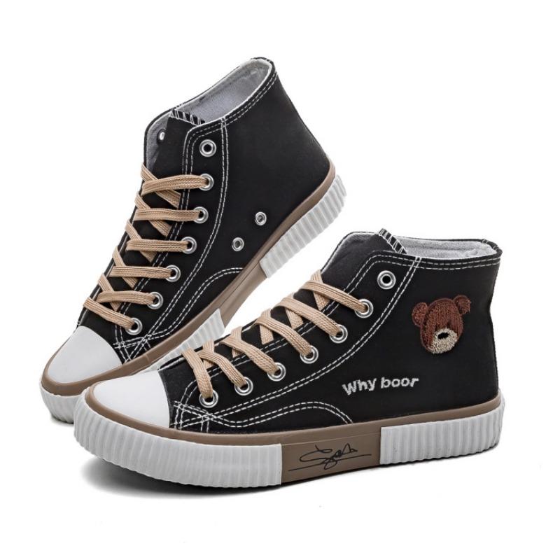 

Карманный мишка высокие парусиновые кеды женские парусиновые кеды универсальные милые кеды на платформе новая белая женская обувь 40