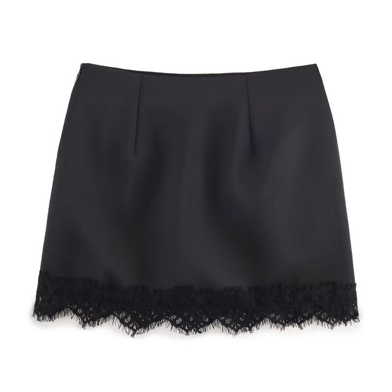 2026 European Style Women's Lace Hem Patchwork Skirt-Pants