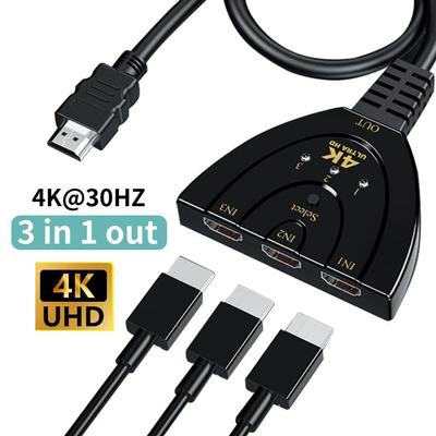 Commutateur HDMI 3 entrées 1 sortie 4K 1080P compatible HDMI pour PS4 XBOX DVD HDTV TV Box