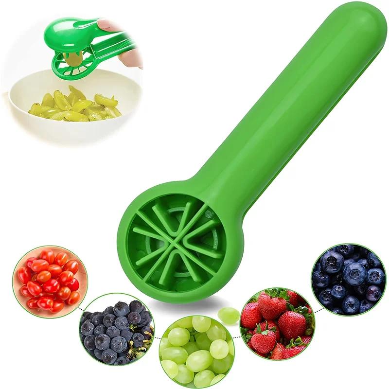 1pc/2pcs Grape Cutter, Green Multi-functional Fruit And Vegetable Cutter, Bladeless Creative Kitchen Gadgets Kitchen Accessories