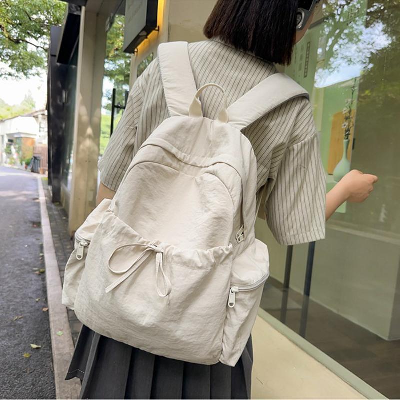 1pcs Women's backpack Drawstring Solid Color Backpacks Design Women's Soft Solid Color Simple Versatile Backpack