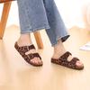Fashion Litfun Classic Women's Sandals Casual Cork Footbed Flat Bottom Slippers Open Toe Leopard Designed Slides With Adjustable Buckle