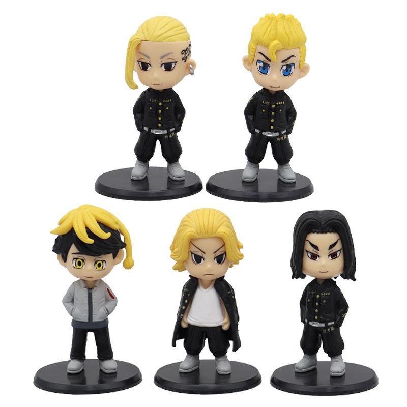 10CM 5Pcs/1 Set Anime Tokyo Revengers Figure Draken Manjiro Sano Cute Q Edition Toys PVC Children's Birthday Gift Collection