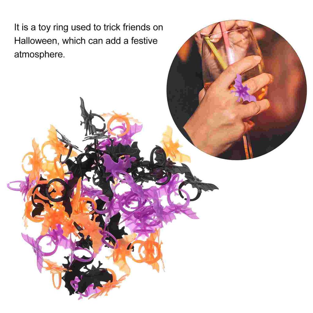 60 Pcs Children’s Toys Rings Bat Kids Party Hand Accessory Plastic Bulk Filler Fake Halloween Man