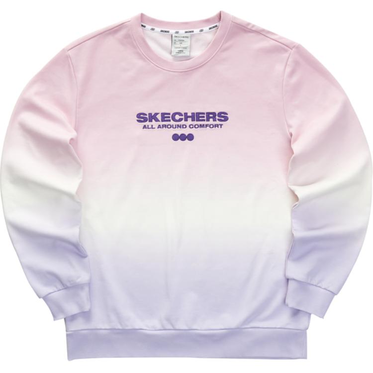 Skechers Fresh Round Neck Soft Pullover Long Sleeve Sweatshirt Unisex sweatshirt Pink Purple Gradient L423U054-03K3 L
