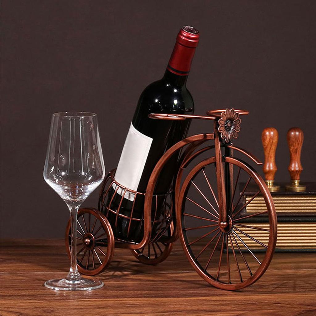 Creative Wine Bottle Holder Wine Rack for Single Bottle Three-wheeled Car Shaped Wine Organizer Stand Countertop Dis