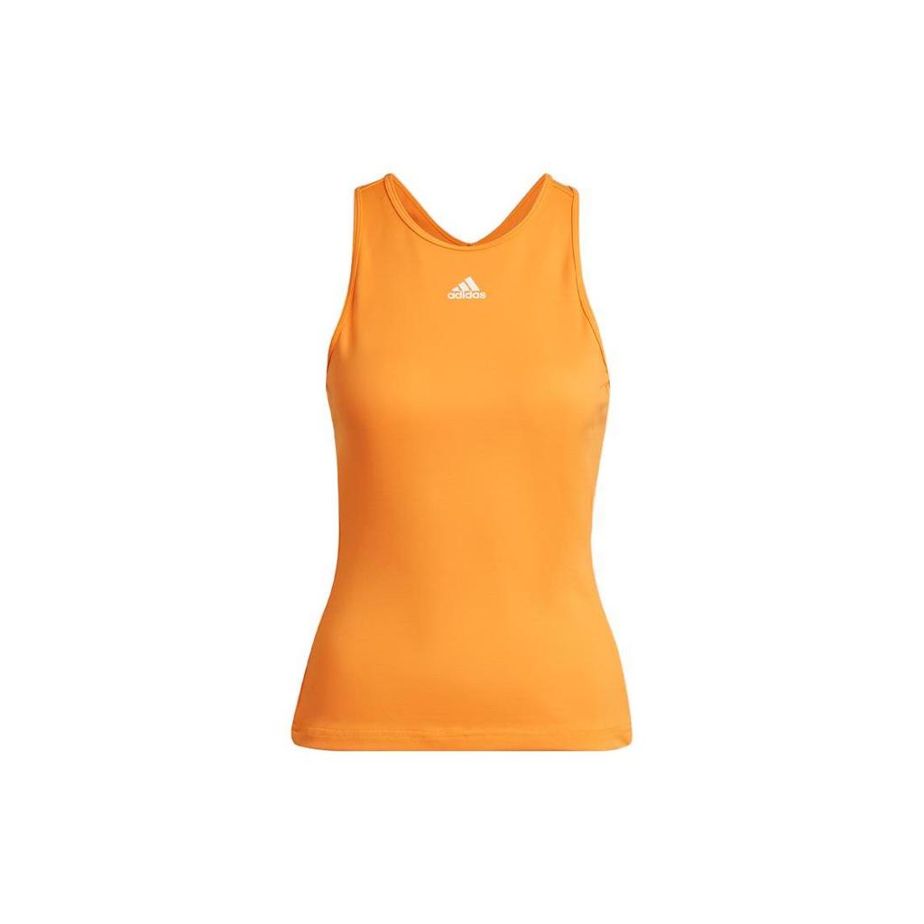 Adidas Logo Print Fitness Sleeveless Sports Tank Top Women Tops Orange HZ6952