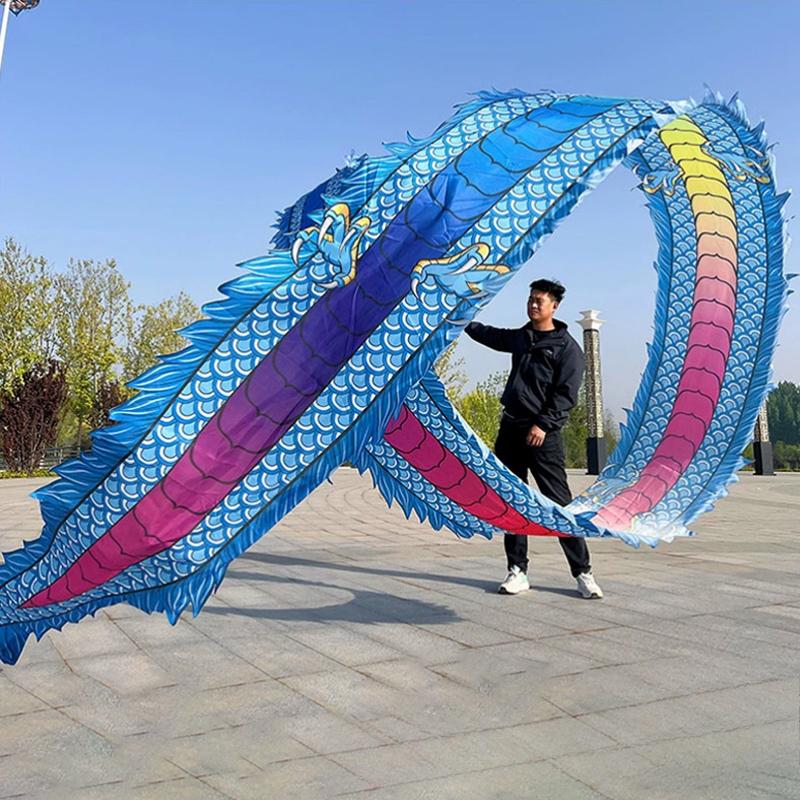 6/8/10m 3D Quadrado Fitness Dança do Dragão Vermelho Adulto Ano Novo Chinês Dança do Dragão Fita Adereços de Performance de Palco Liderando