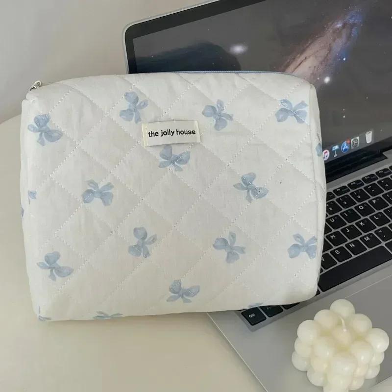 2024 Pink Bear Quilting Women Cosmetic Bag Cute Zipper Makeup Travel Organizer Female Handbag Toiletry Pouch for Girls