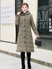 Women's Mid-length Plaid Cotton Coat - Velvet-lined, Thickened for Autumn/Winter