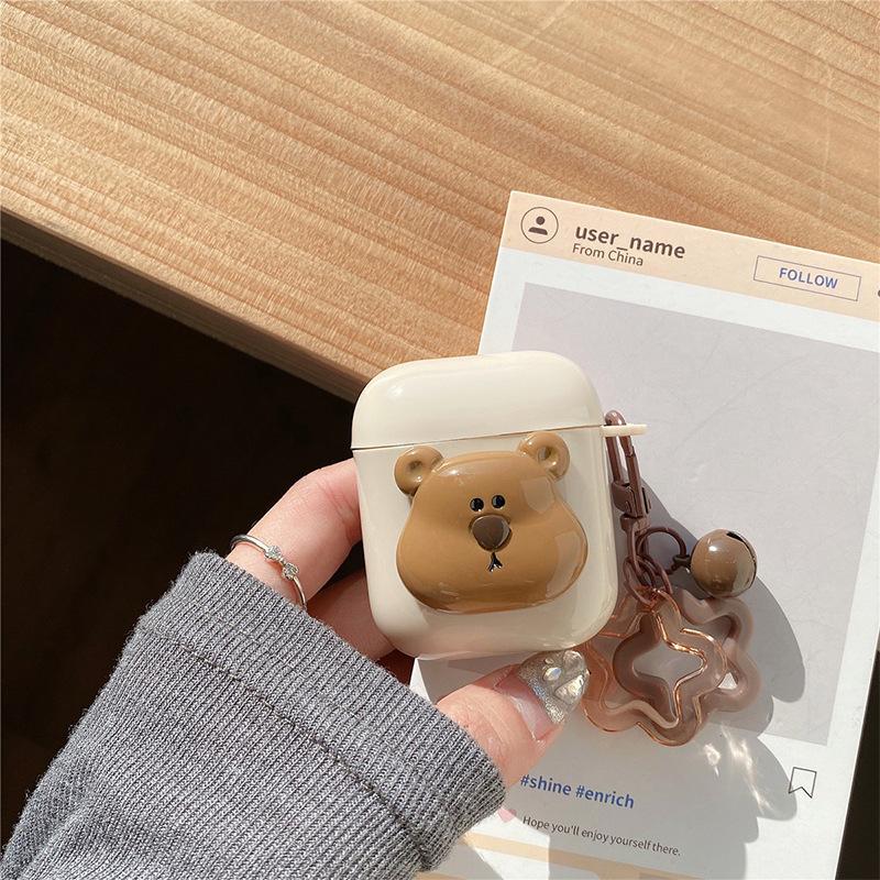 Hollow Pentagram Bell Pendant Earphone Cover For Apple Airpods Pro Bear Airpods 3 /4 Silicone