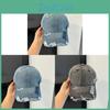 Classic Denim Baseball Cap With Embroidered Text And Adjustable Size For Versatile Wear