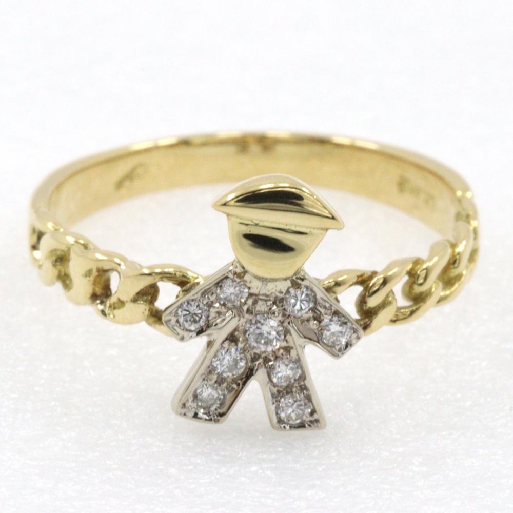 Ring K18 yellow gold/diamond #6.4(US Size) 2.5g Women Used