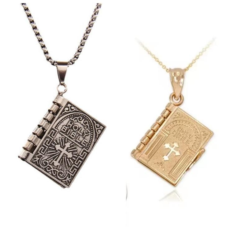 Flip books cross necklaces for Women and men, Gothic style pendants European and American fashion charm chain personalized Jewelry Gift