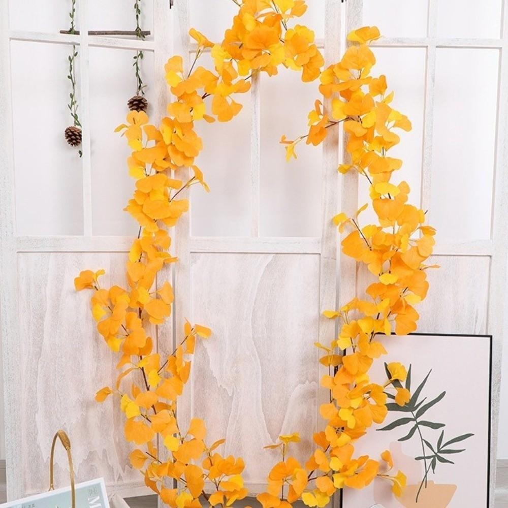 Waterproof Autumn Ginkgo Leaves Handmade Fake Ginkgo Vine Simulation Plant Vine  Home Decor