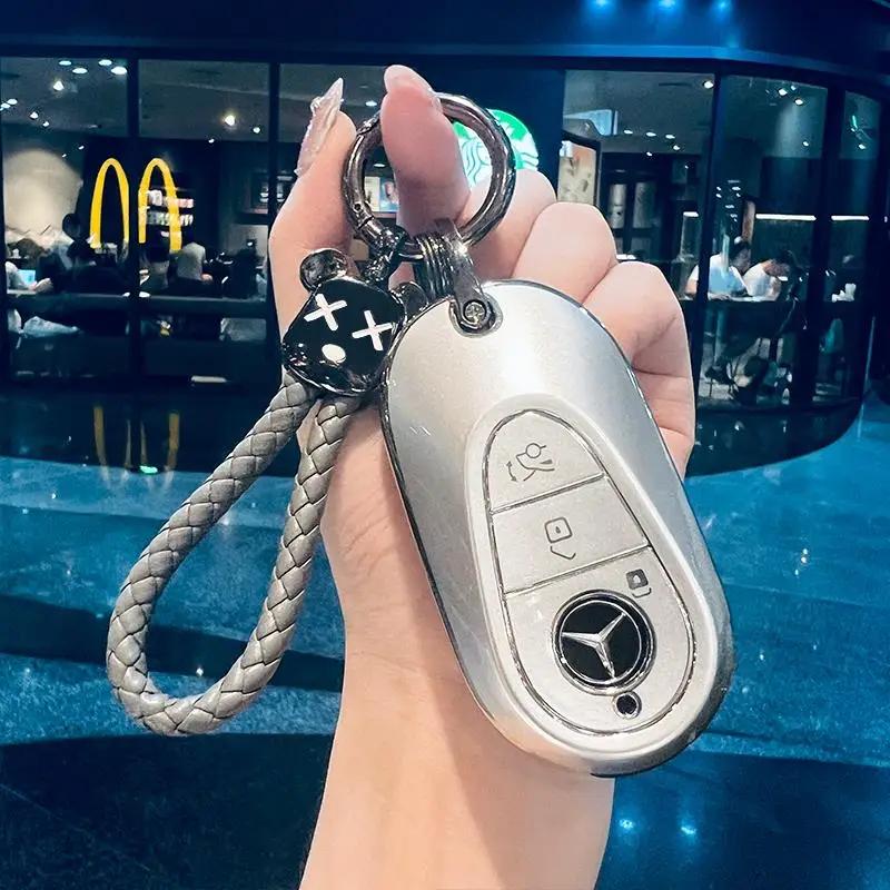 FA9for Mercedes Benz W206 W223 C S Class S350 C200 C260 C300 S400 S450 S500 S480 S580 TPU car key case cover remote holder keychain