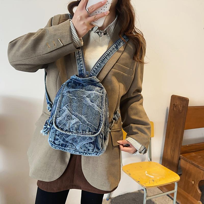 Denim Rucksack Reise Leichter Rucksack Multifunktionale Brusttasche