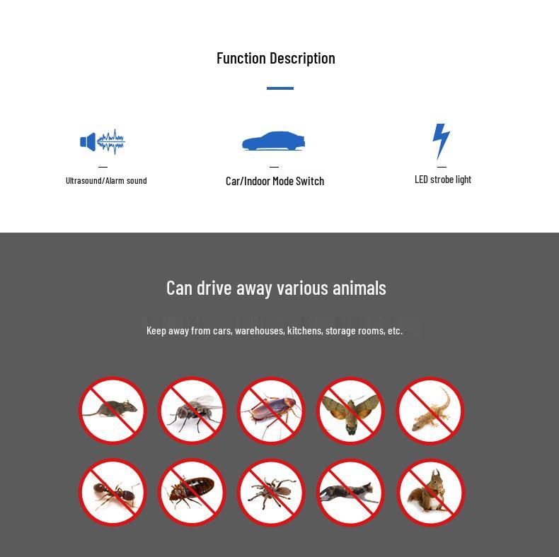 Hochleistungs-Ultraschall-Auto-Mausvertreiber mit LED-Blinklichtern