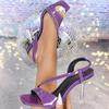 Fashion Big Size 35-46 Sexy Slingback Sandals Women Patent Leather Back Strap Square Toe Party Dress Shoes 9CM High Heels Women Shoes